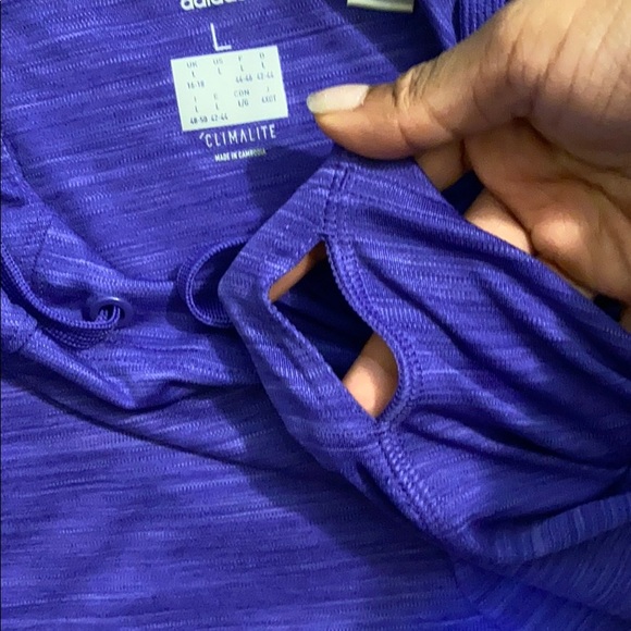 Purple ADIDAS workout hoodie with thumb holes - Picture 4 of 4